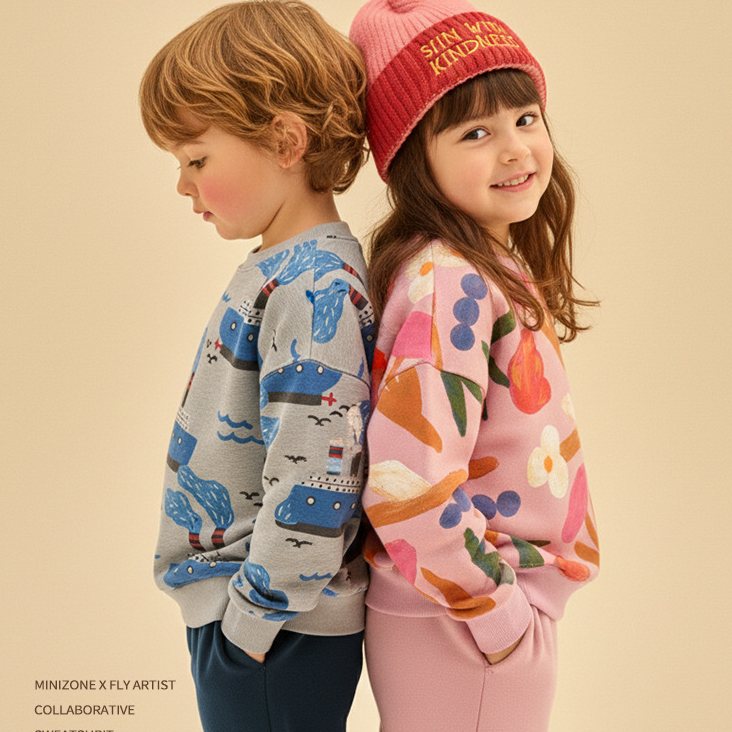Spring And Autumn Girls Sweatshirt With Ribbed Cuffs photo 1