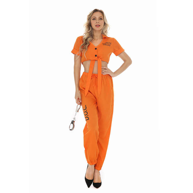 Orange Female Inmate Cosplay Role-playing Game Uniform photo 3
