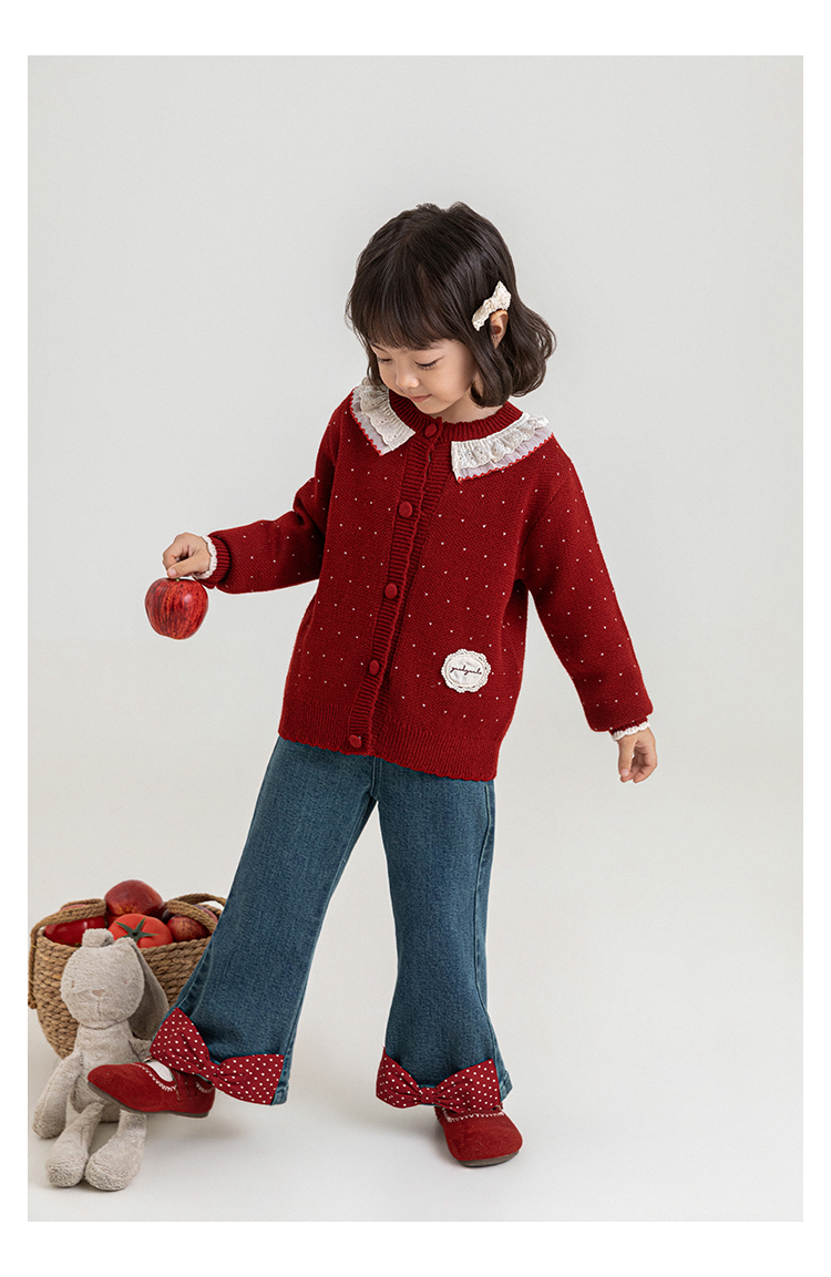 Girls' Children's Polka-dot Bow Flare Pants photo 4