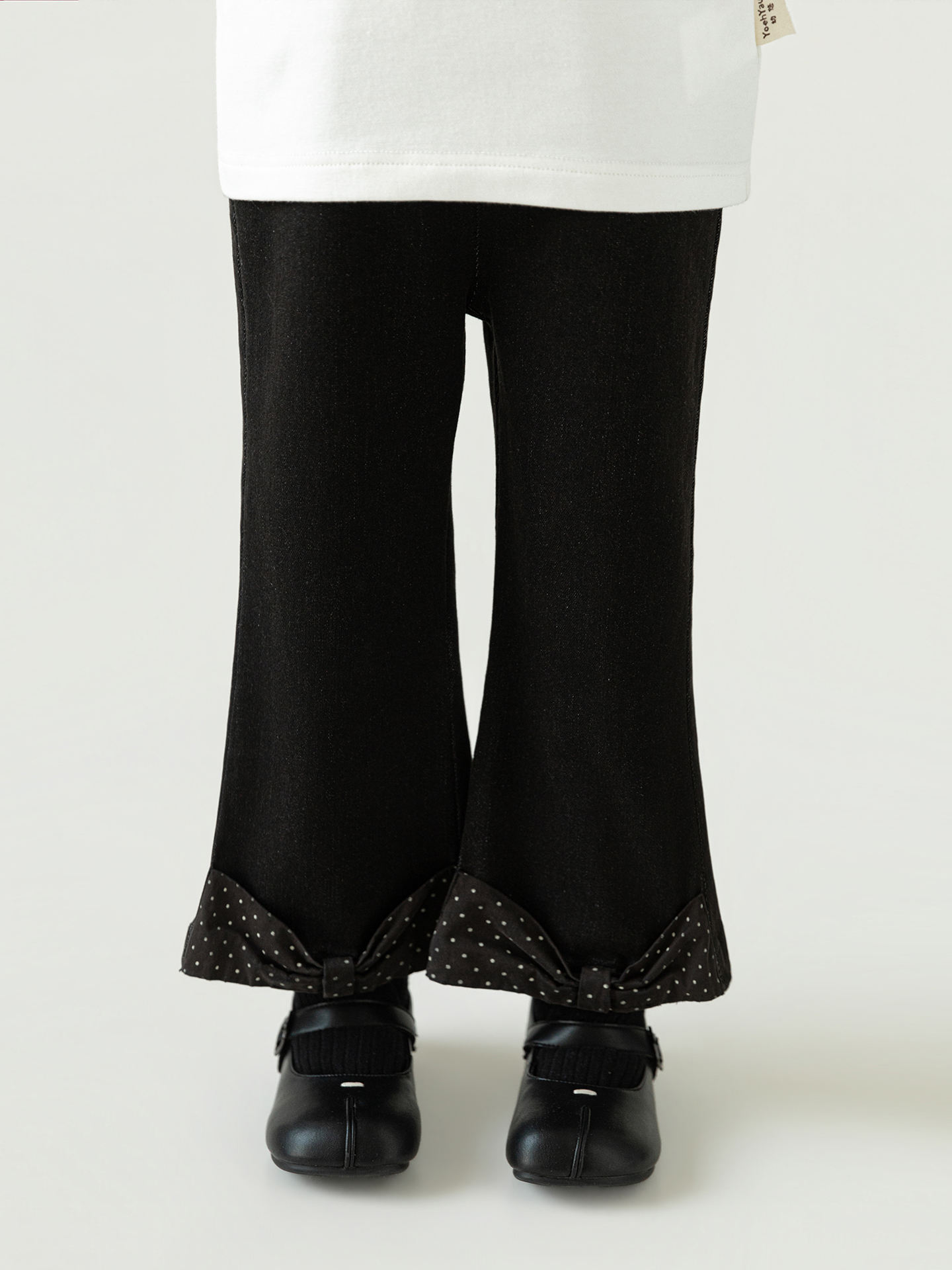 Girls' Children's Polka-dot Bow Flare Pants photo 3