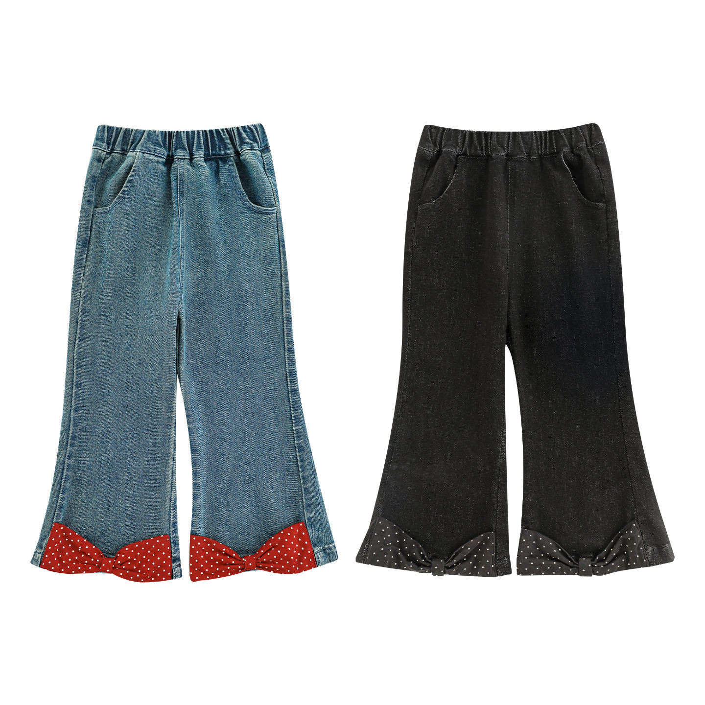 Girls' Children's Polka-dot Bow Flare Pants photo 2