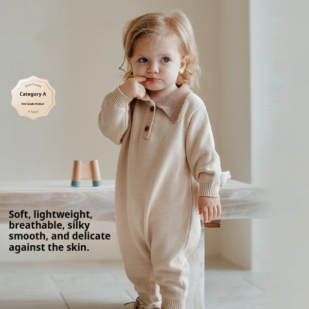 Baby Crawling Suit Long-sleeve Knitted Onesie photo 5