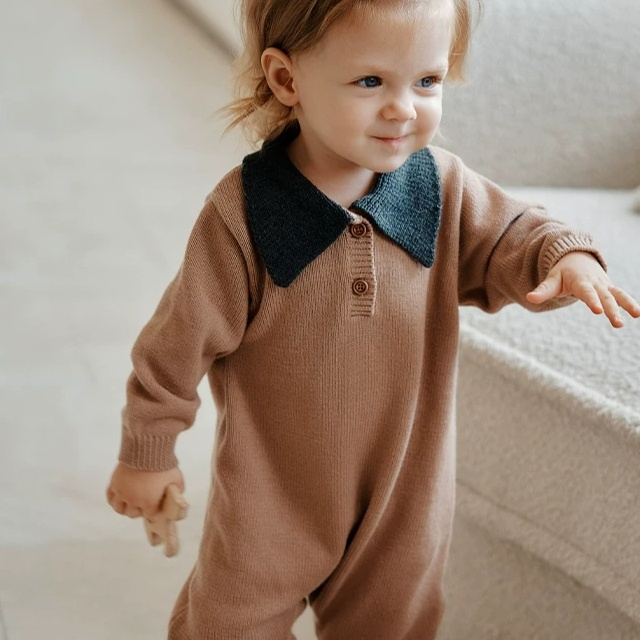 Baby Crawling Suit Long-sleeve Knitted Onesie photo 4