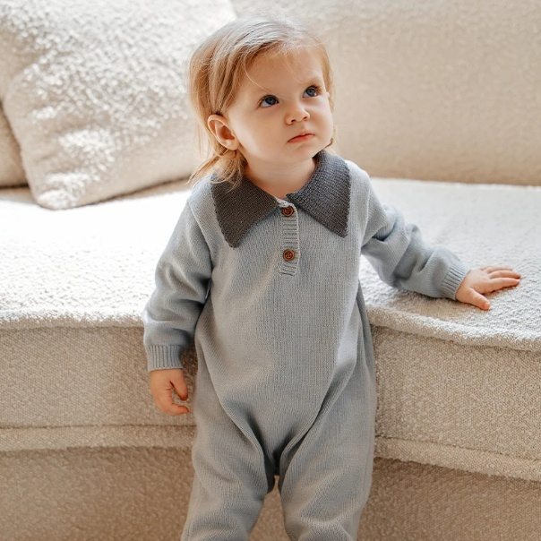 Baby Crawling Suit Long-sleeve Knitted Onesie photo 3