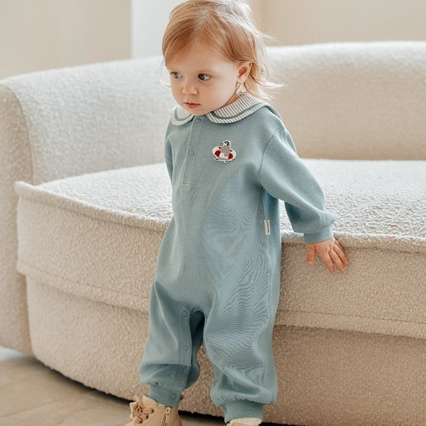 Baby's Springautumn Long-sleeve Striped Romper photo 2