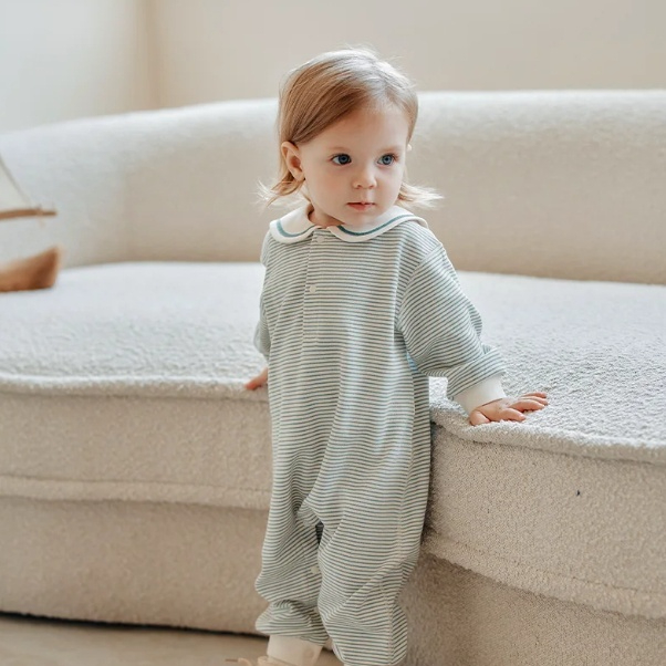 Baby's Springautumn Long-sleeve Striped Romper photo 5