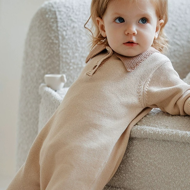 Baby Crawling Suit Long-sleeve Knitted Onesie photo 2