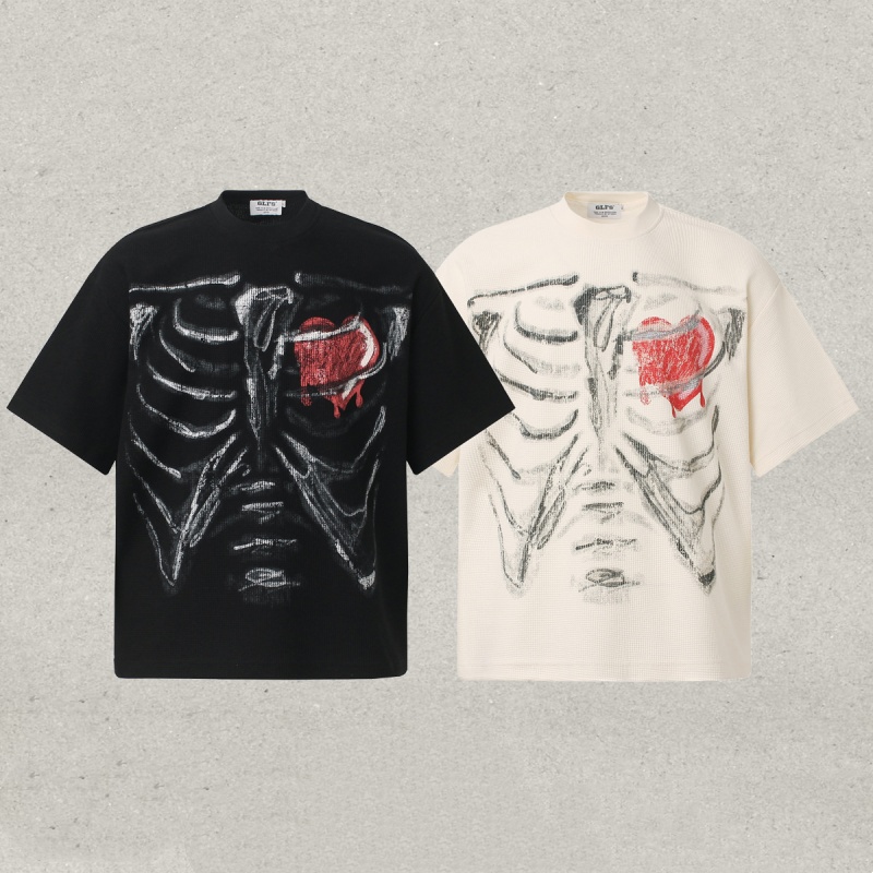 Humanoid Skeleton Melting Into A Heart Men's Short-sleeve Shirt photo 1