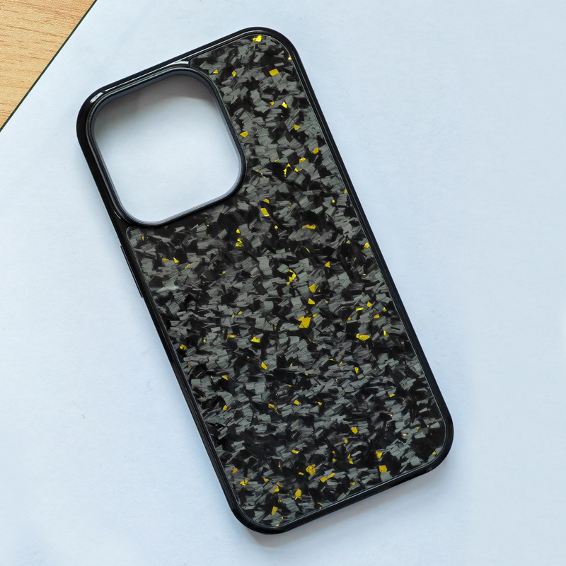 Gold Foil Carbon Fiber Forged Grain Phone Case photo 2