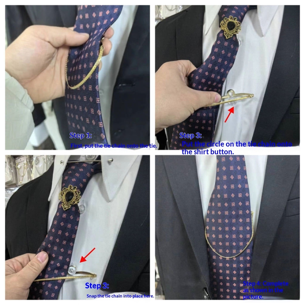 U-Shaped Alloy Tie Chain Shirt Securing Suit Accessory photo 5
