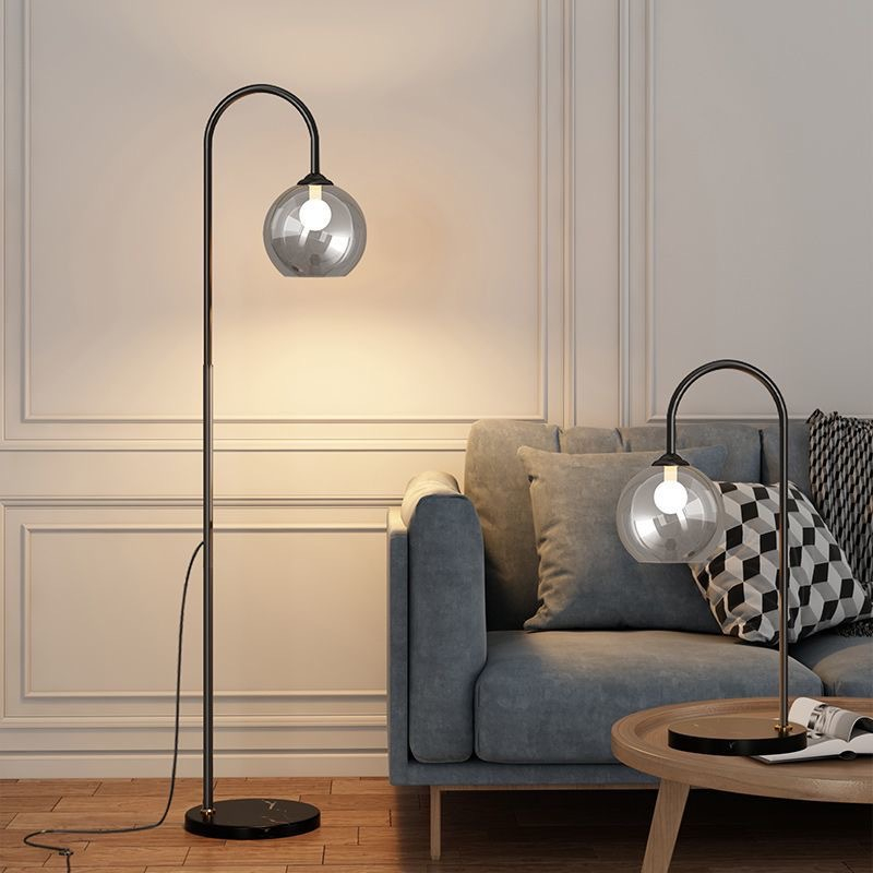 Ribbed Glass Lampshade Modern Floor Lamp For Bedroom And Study photo 4