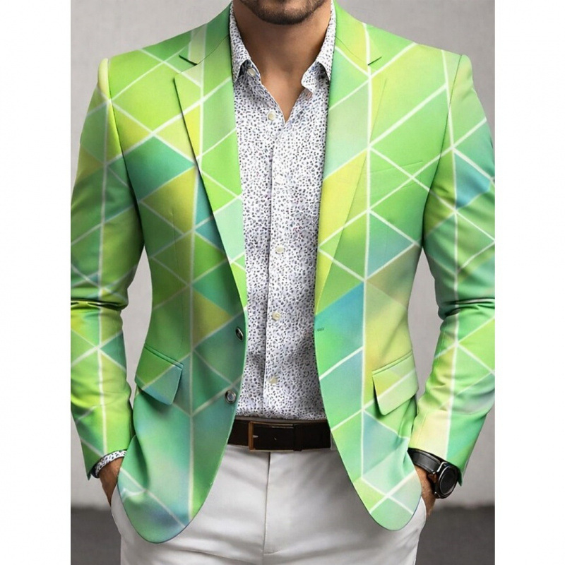 Men's 3D Digital-print Double-breasted Suit Jacket photo 4
