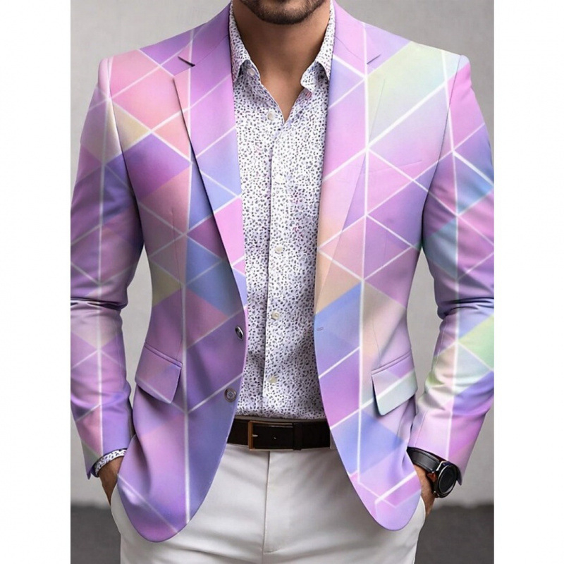 Men's 3D Digital-print Double-breasted Suit Jacket photo 5