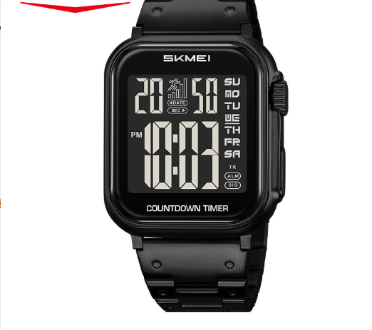 Mens Fashionable Steel-band Watch With Alarm Dual Time Waterproof And A Square Digital Display photo 7