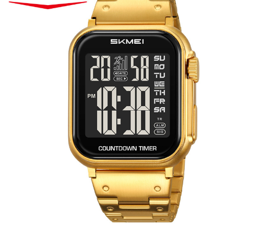 Mens Fashionable Steel-band Watch With Alarm Dual Time Waterproof And A Square Digital Display photo 5