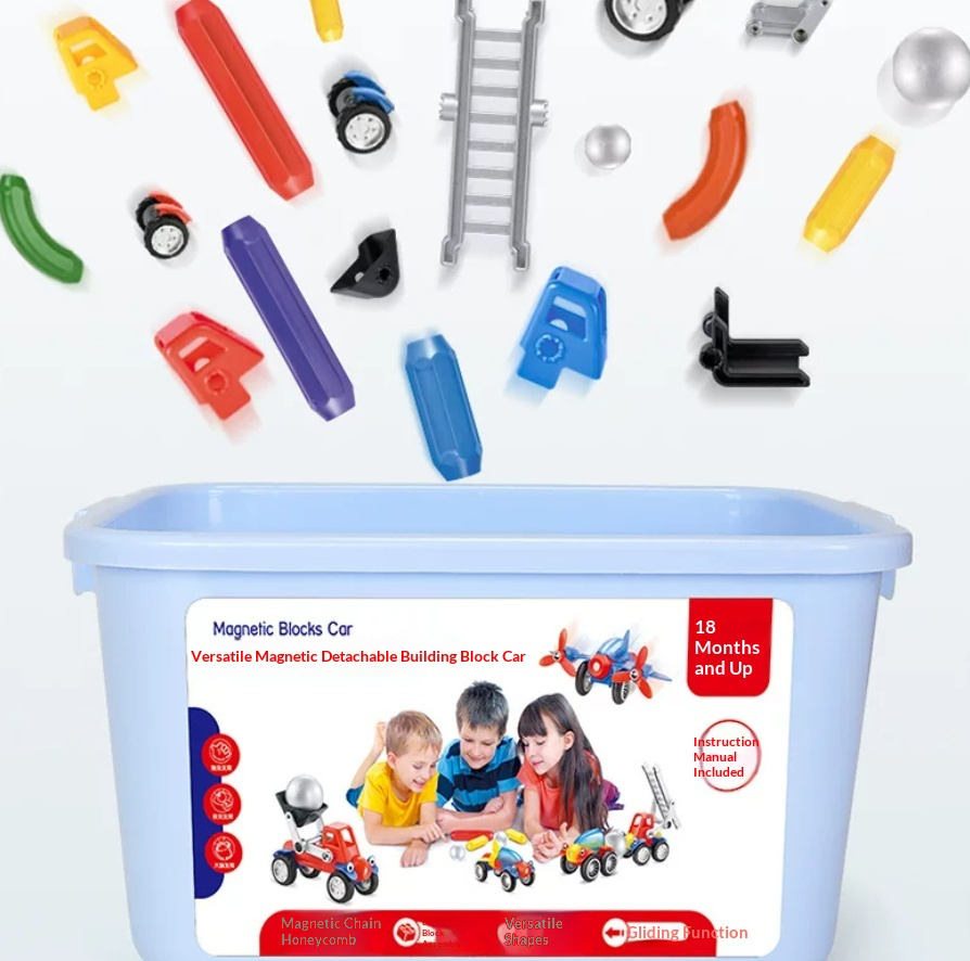 Assemble Magnetic Block Car Children's Puzzle And Hands-on Engineering Car photo 5