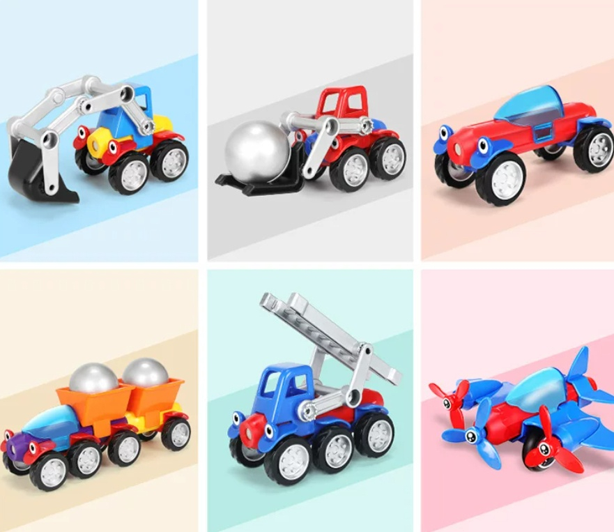 Assemble Magnetic Block Car Children's Puzzle And Hands-on Engineering Car photo 3