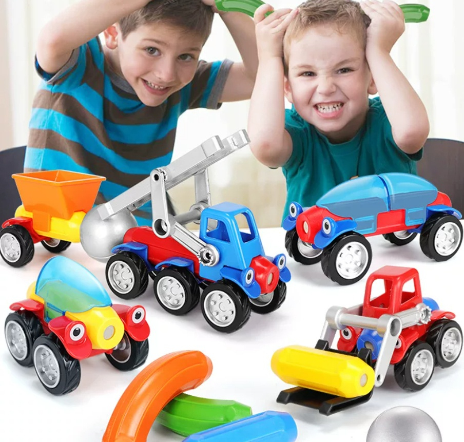 Assemble Magnetic Block Car Children's Puzzle And Hands-on Engineering Car photo 4