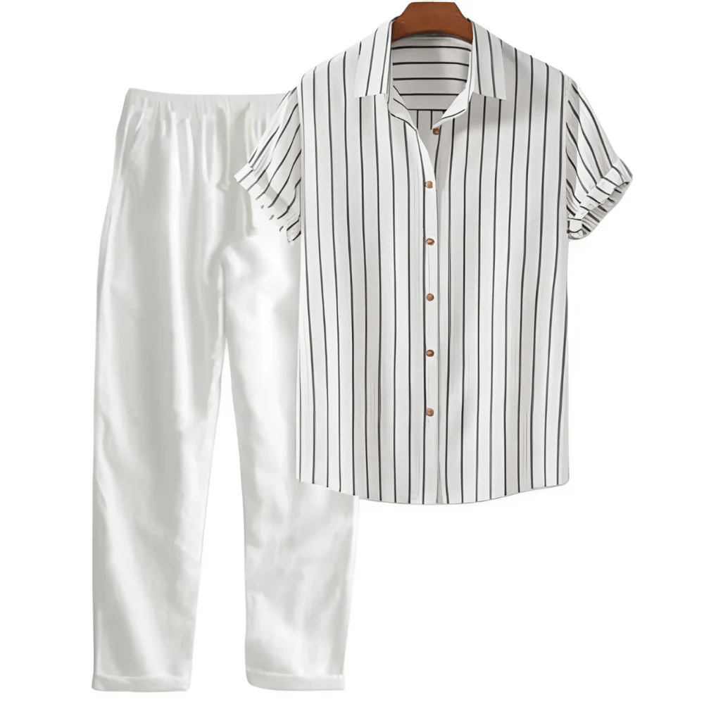 Printed Loose Short Sleeve Shirt Trousers Suit Men's Casual Suit photo 4