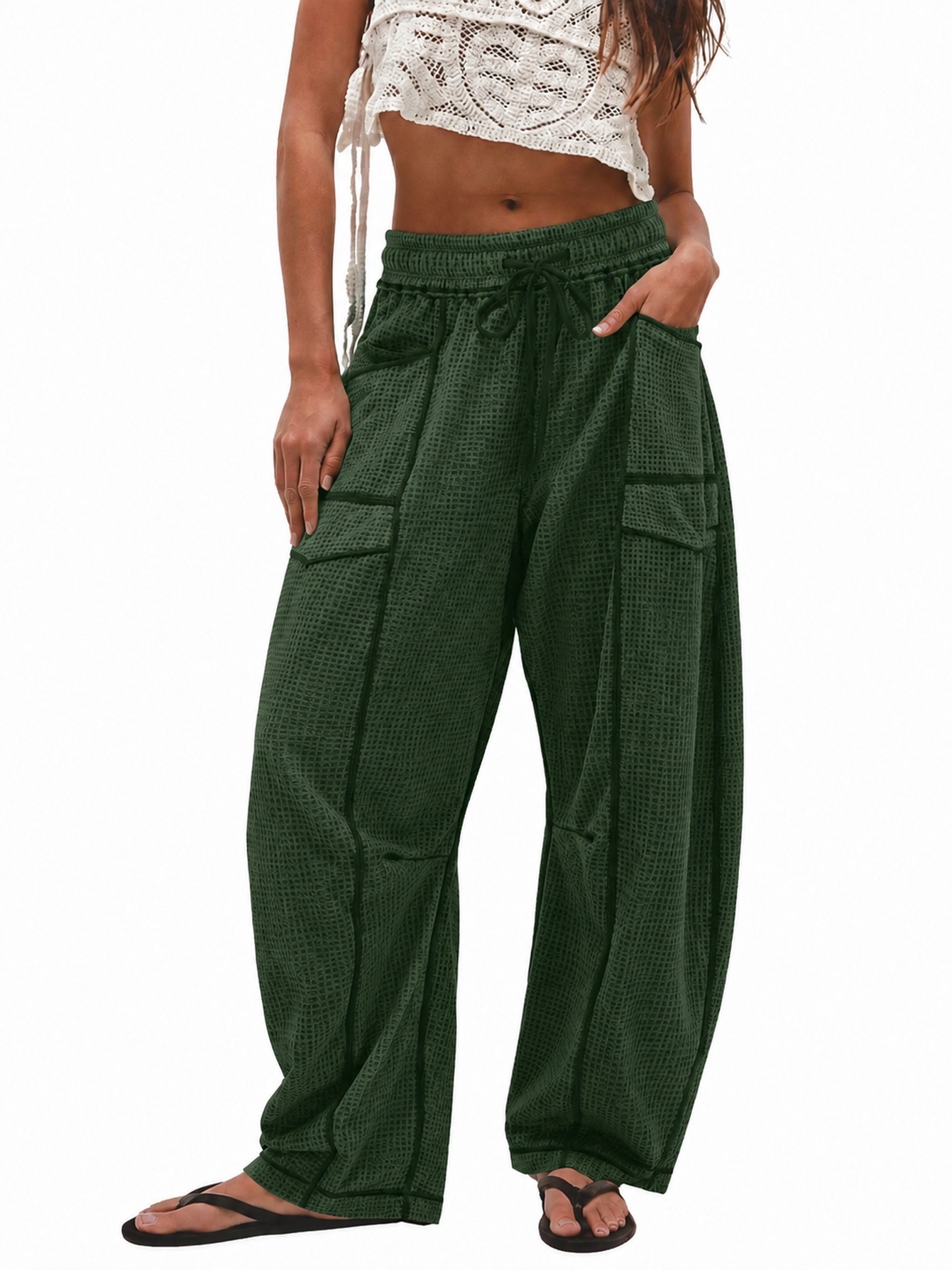 Women's Casual Drawstring Loose Wide-leg Pants photo 7