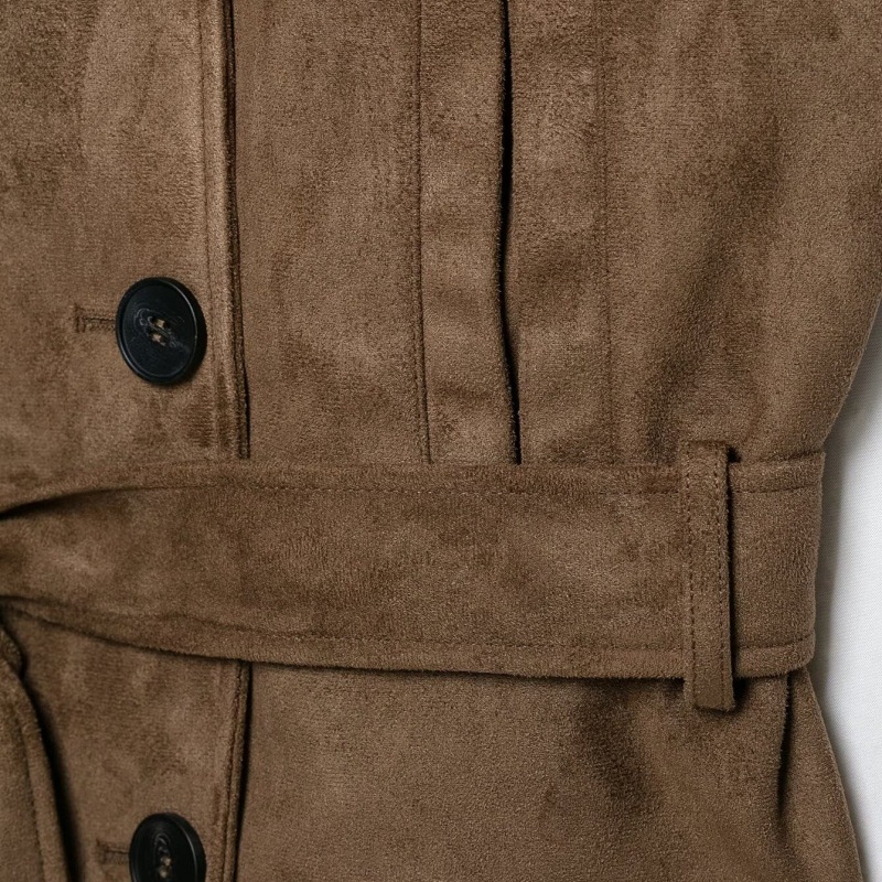 Autumnal Maillard-style Stand-collar Suede Vest With Belt photo 4