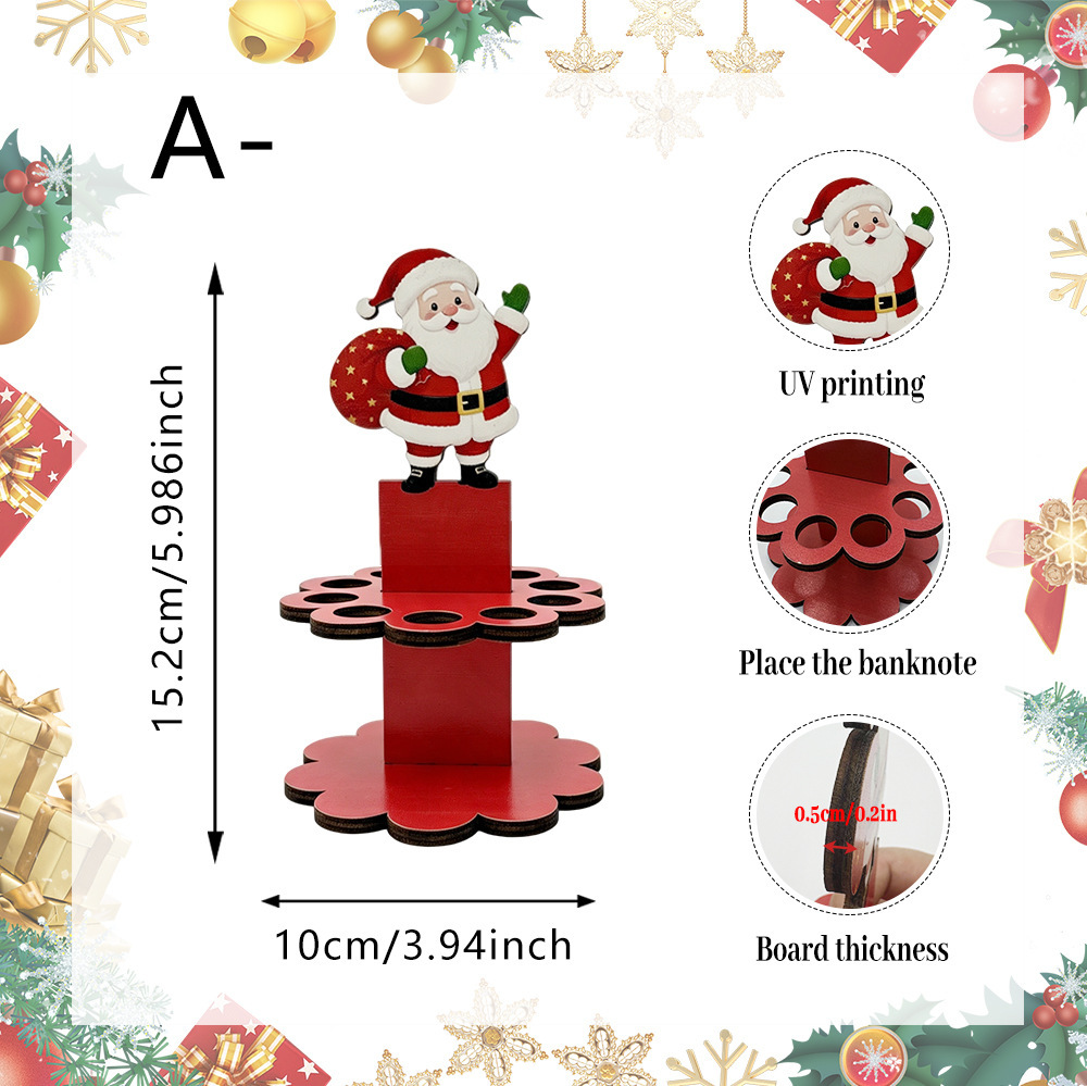 Wooden Christmas Santa Snowman Money Saving Table Decor photo 6
