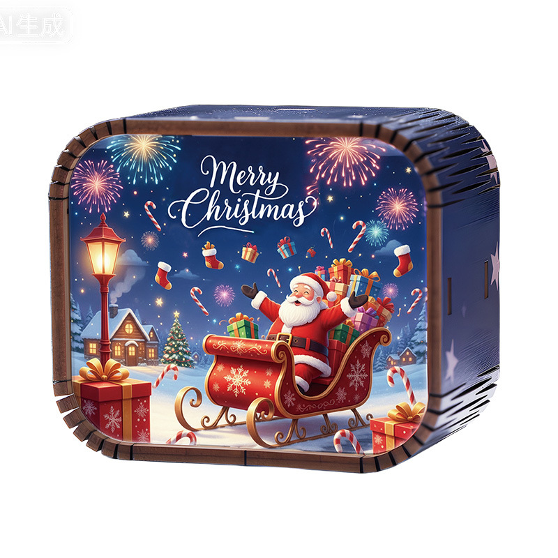 Mini Wooden Christmas Wind Up Music Box photo 3