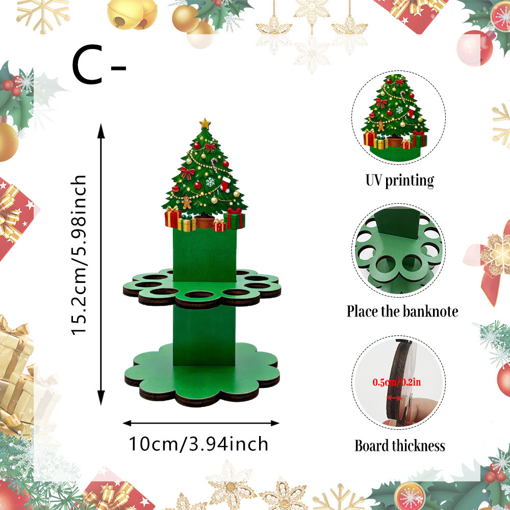 Wooden Christmas Santa Snowman Money Saving Table Decor photo 8