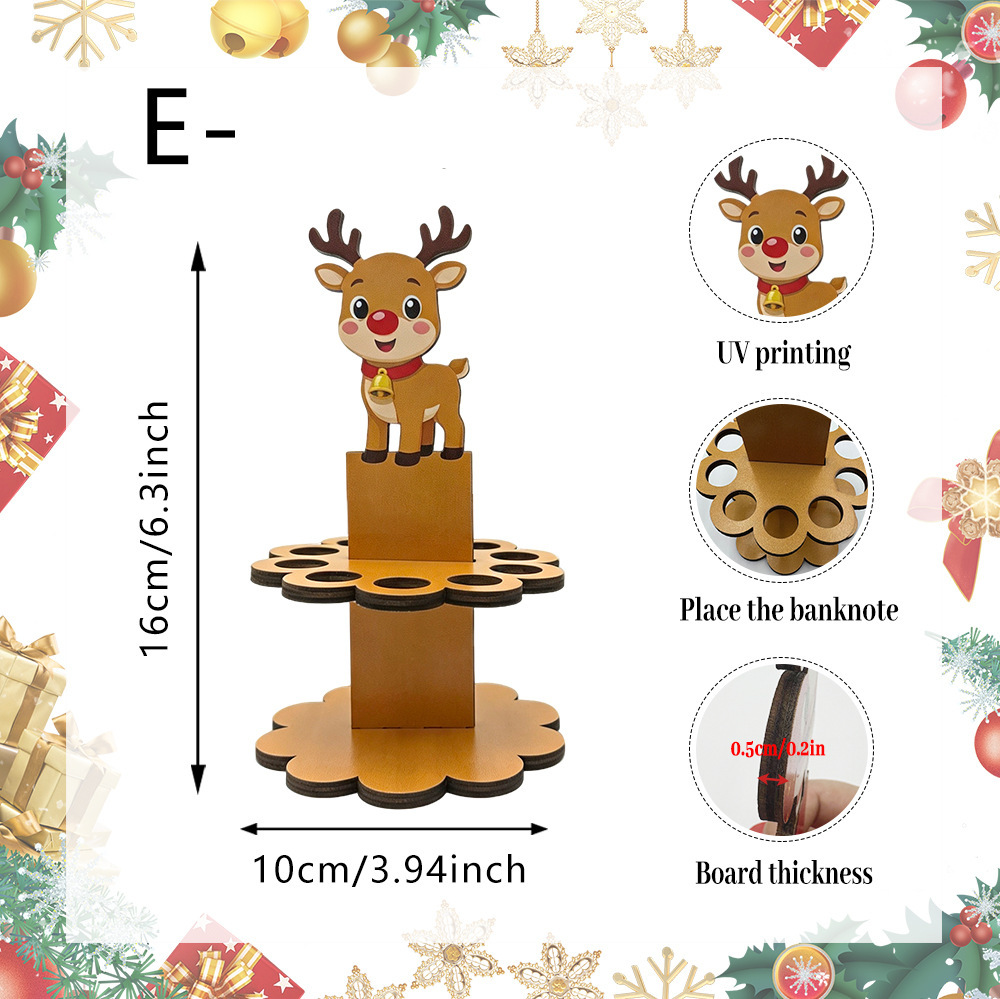 Wooden Christmas Santa Snowman Money Saving Table Decor photo 2