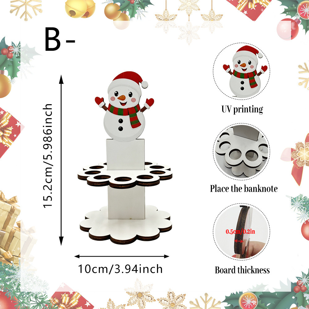 Wooden Christmas Santa Snowman Money Saving Table Decor photo 5