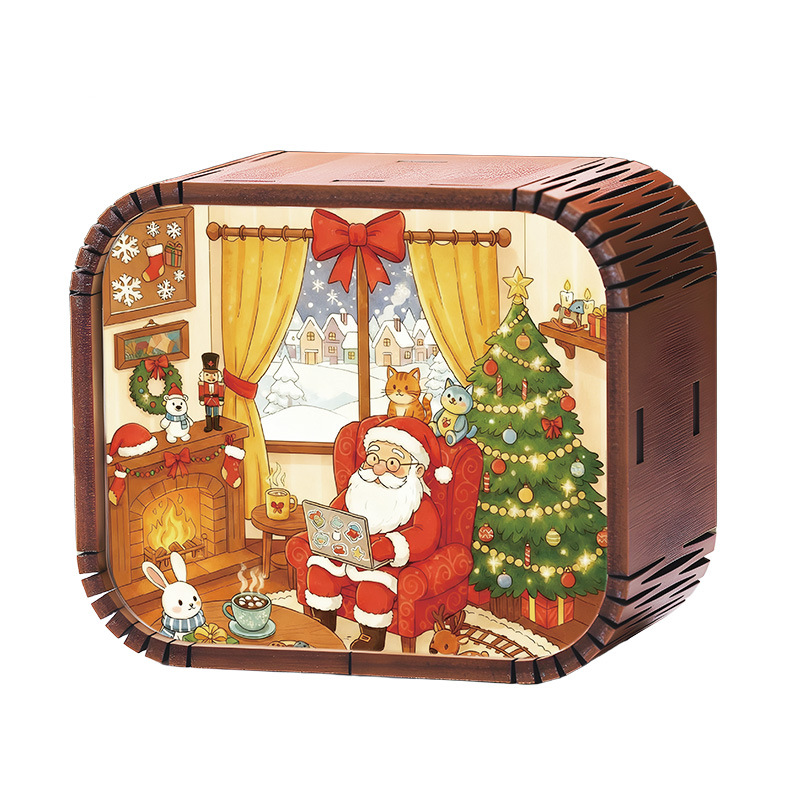 Mini Wooden Christmas Wind Up Music Box photo 7