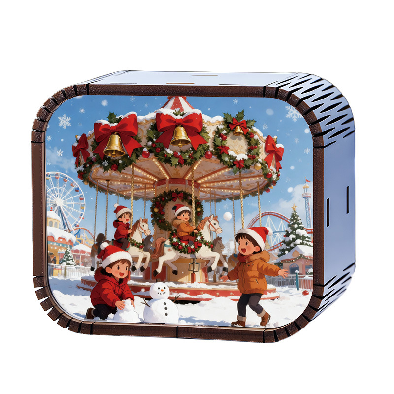 Mini Wooden Christmas Wind Up Music Box photo 8