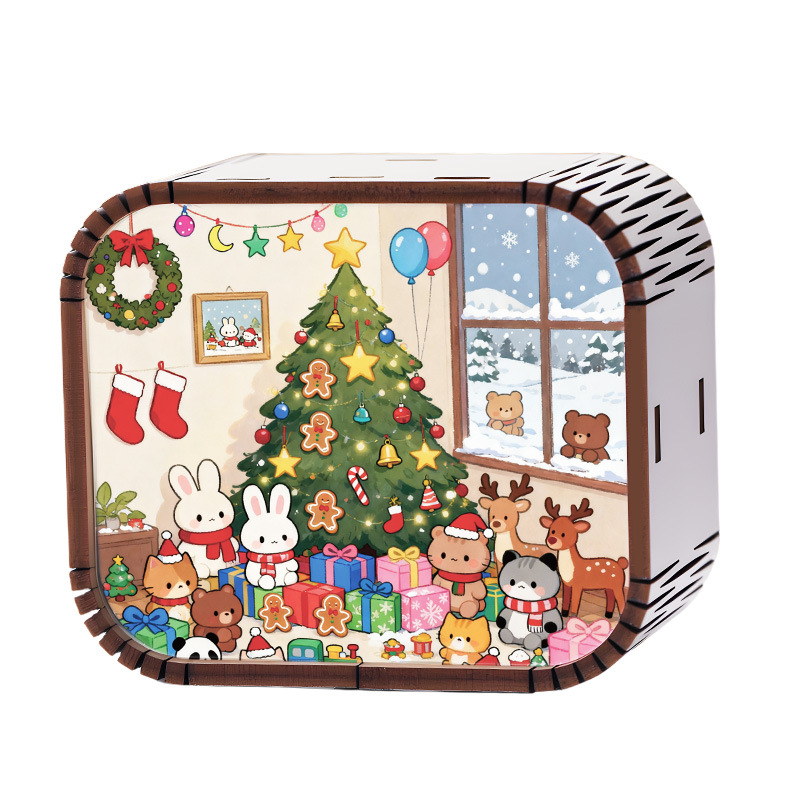 Mini Wooden Christmas Wind Up Music Box photo 4