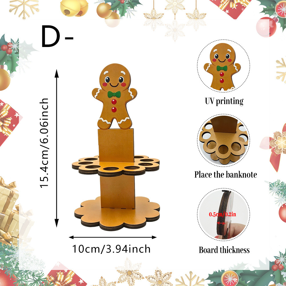 Wooden Christmas Santa Snowman Money Saving Table Decor photo 3