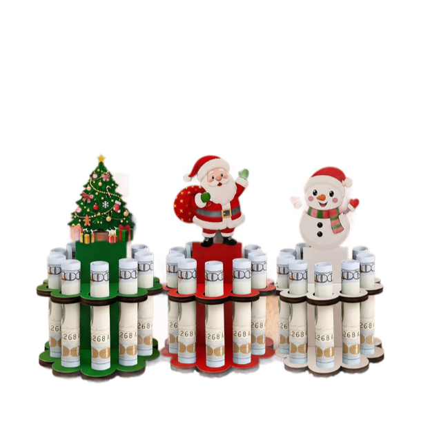 Wooden Christmas Santa Snowman Money Saving Table Decor photo 7