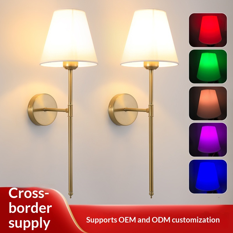 Gold Wall Lamp With Fabric Shade Rechargeable And Dimmable photo 4