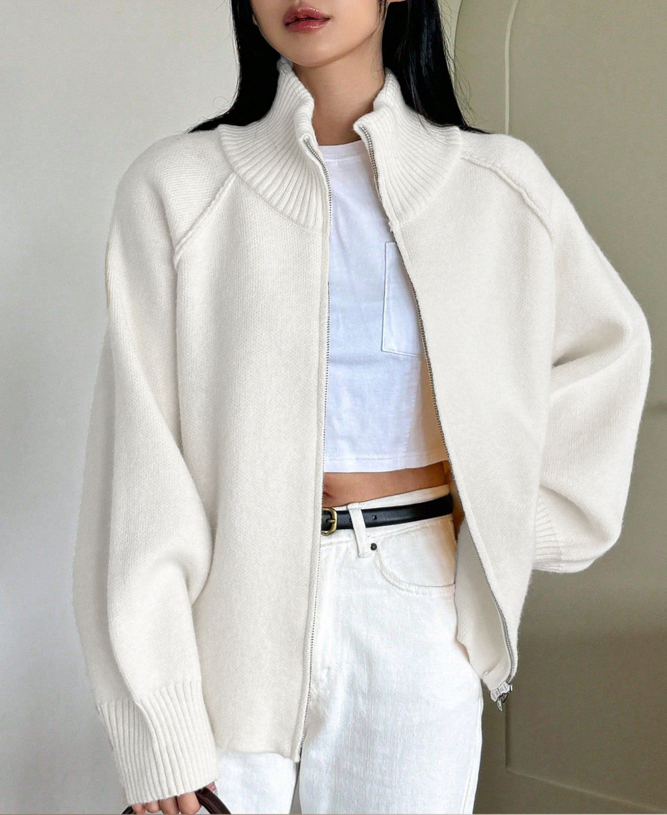 Solid Color Relaxed Style Sweater Coat photo 6