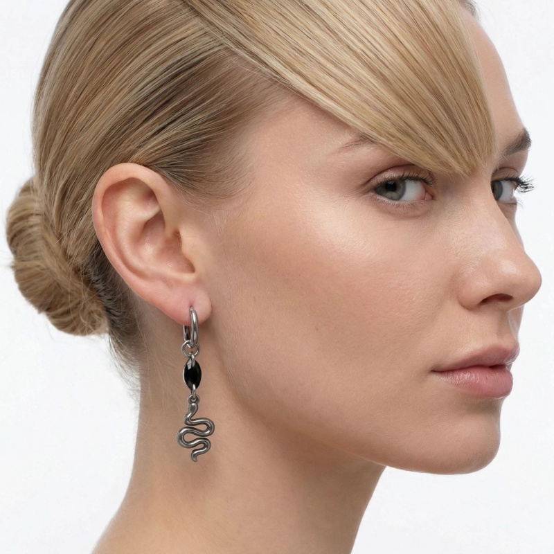 Serpentine Hip-hop Titanium Steel Earrings photo 1
