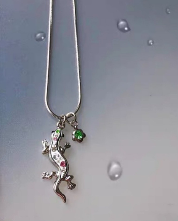 Womens Necklace With Colorful Rhinestone Lizard Design photo 2