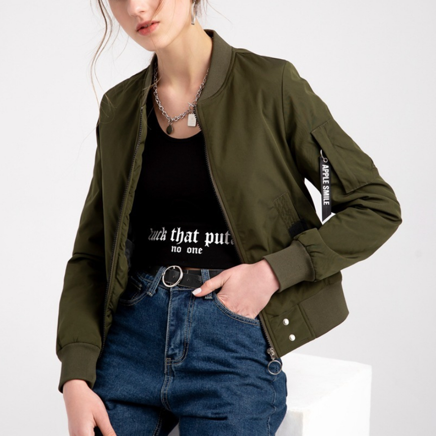 Women's Solid-Color Flight Jacket photo 1