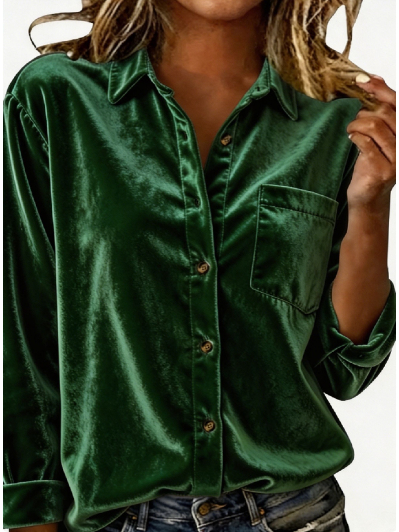 Women's Corduroy Lapel Long-sleeve Shirt photo 5