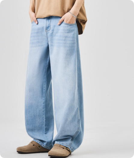 Lyocell Tencel Bootcut Jeans Mens Loose-fit Lightweight Wide-leg Trousers photo 2