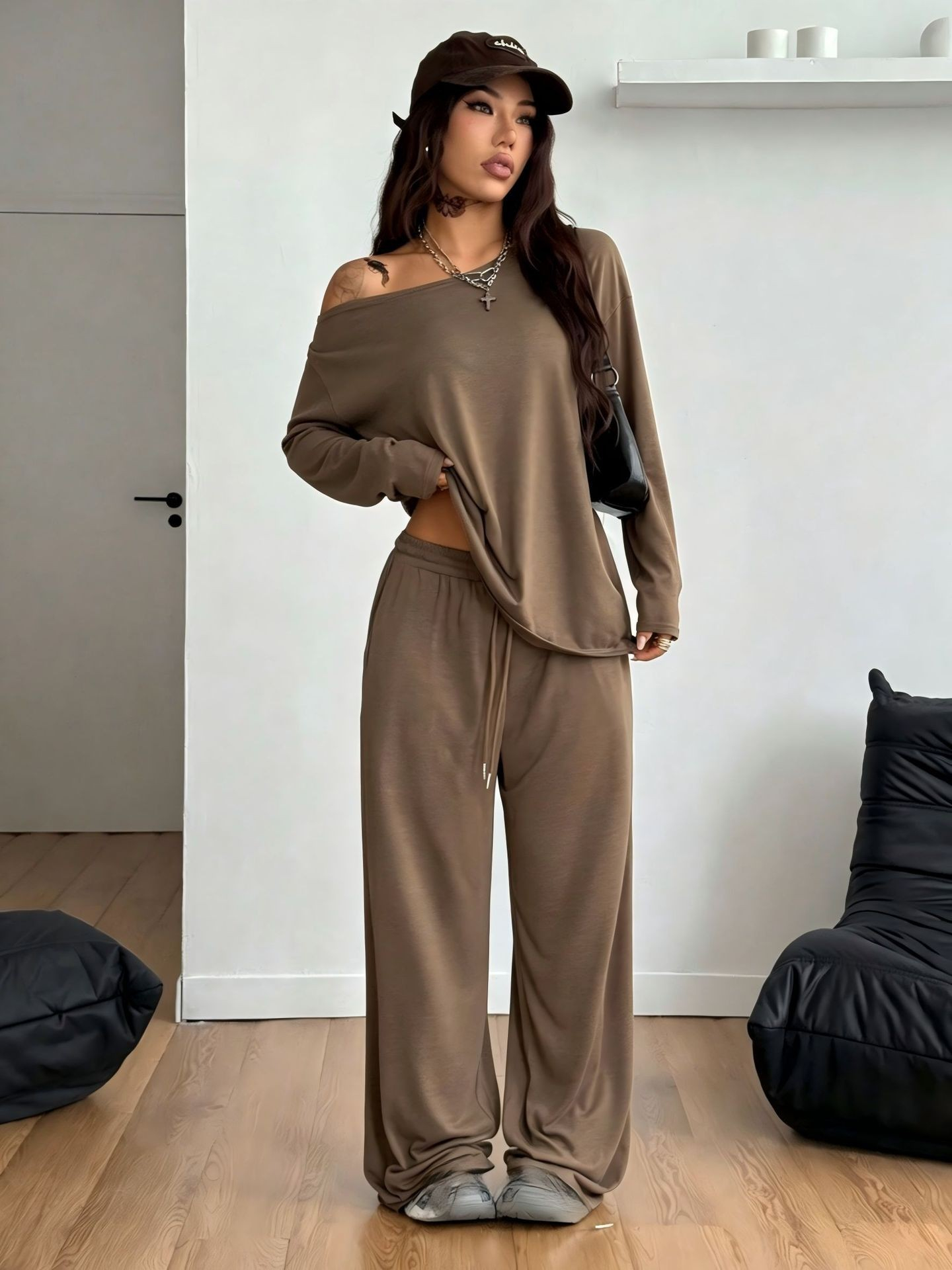 SpringSummer Women's Casual Solid-Color Sports Two-Piece Set photo 7