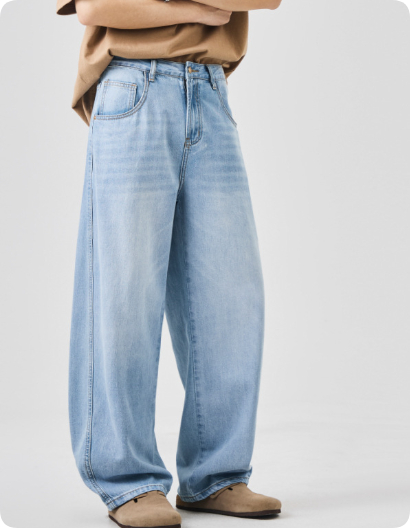 Lyocell Tencel Bootcut Jeans Mens Loose-fit Lightweight Wide-leg Trousers photo 6