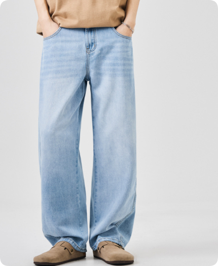 Lyocell Tencel Bootcut Jeans Mens Loose-fit Lightweight Wide-leg Trousers photo 4