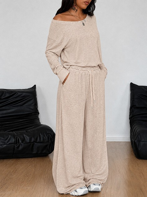SpringSummer Women's Casual Solid-Color Sports Two-Piece Set photo 4