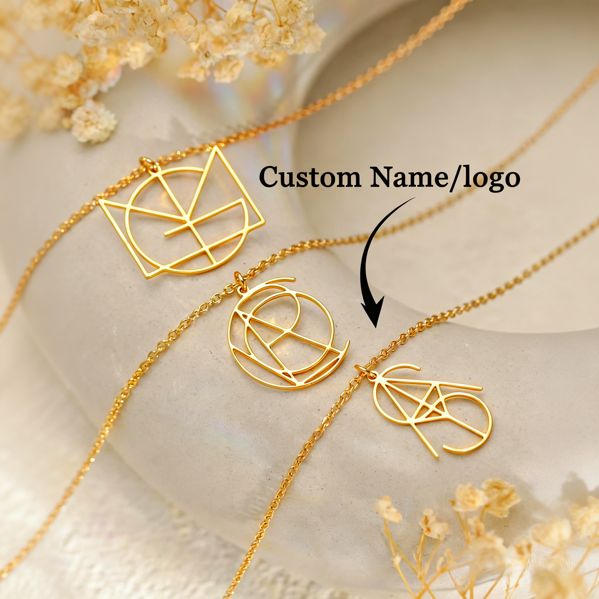 Geometric Lines 18K Gold-plated Pendant Necklace photo 5