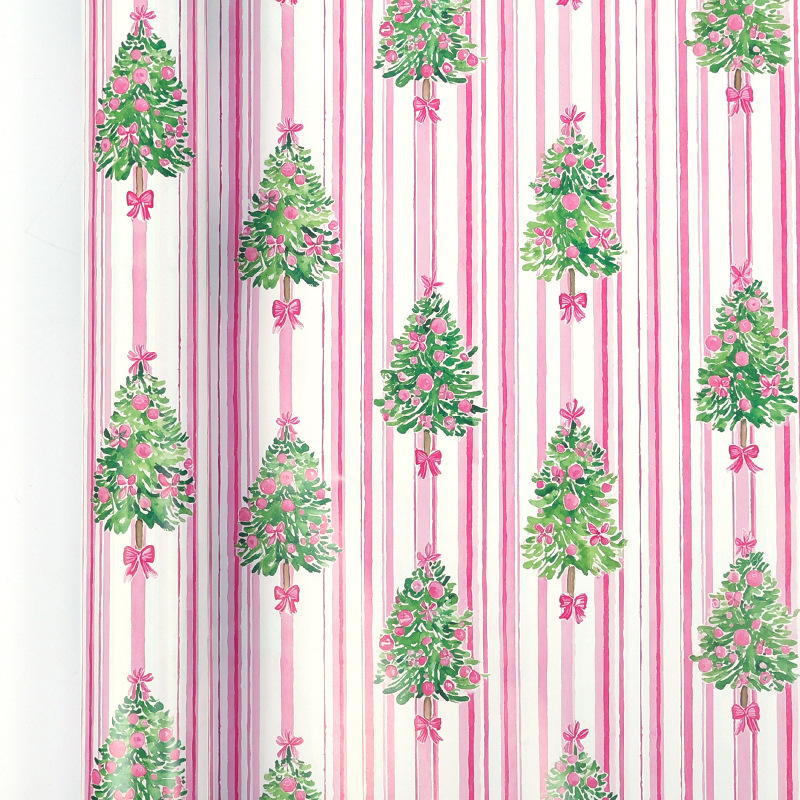 Christmas Tree And Santa Claus Cane Gift Wrapping Paper photo 2