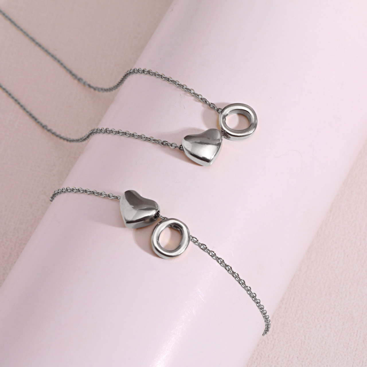 Heart Shaped Pendant Collarbone Chain 26 Letter Titanium Steel Bracelet Anklet photo 5