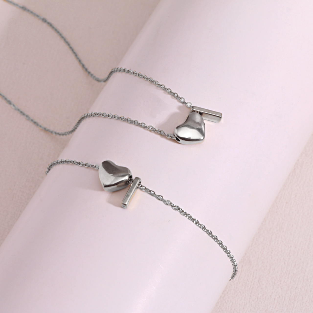 Heart Shaped Pendant Collarbone Chain 26 Letter Titanium Steel Bracelet Anklet photo 4